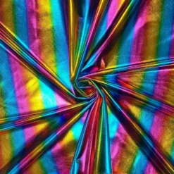Rainbow Metallic Foil Stretch Fabric