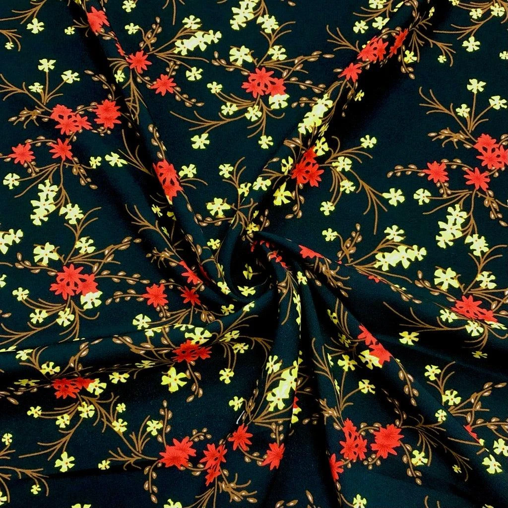 Two Colour Floral Crepe Fabric 5 Two Colour Floral Crepe Fabric - Image 5