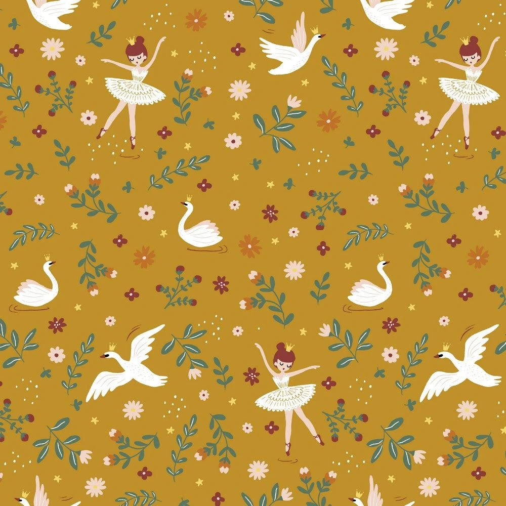 Ballerinas And Swans Organic Sweatshirt Fabric 2 Ballerinas And Swans Organic Sweatshirt Fabric - Image 2