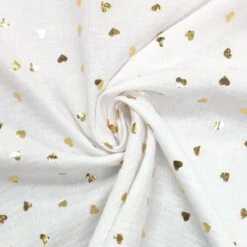 Scattered Hearts Gold Metallic Double Gauze Fabric -Ernst Fabric Store image 6c2e76a0 2ac7 439d b074 5339a464feb2