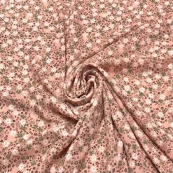 1 Khaki And White On Peach Crepe Fabric