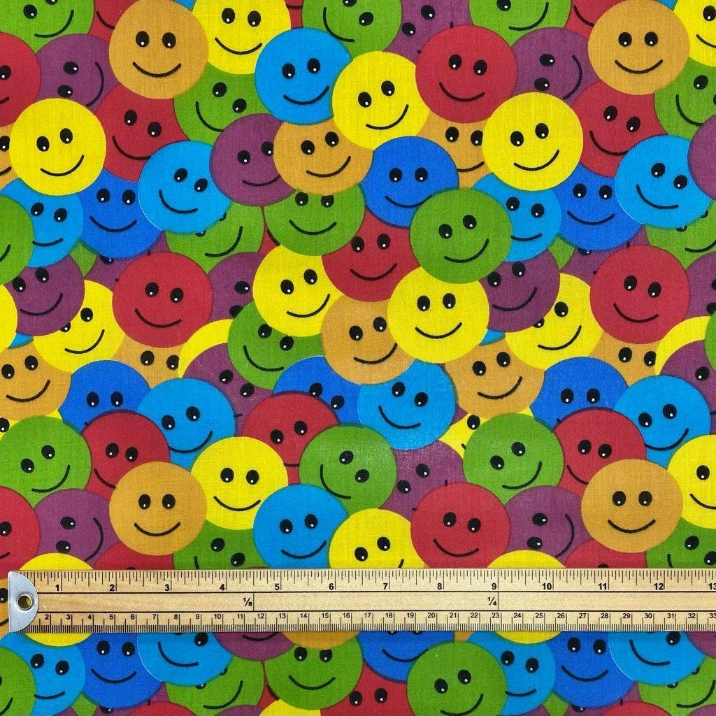 Multicolour Smiley Faces Polycotton Fabric 2 Multicolour Smiley Faces Polycotton Fabric - Image 2