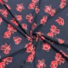 Red Floral On Navy Viscose Challis Fabric
