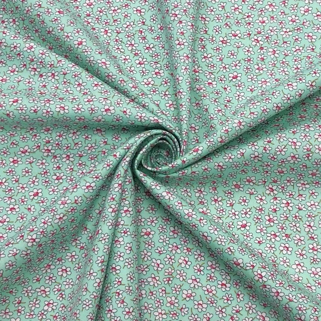 Sketched Mini Flowers Rose & Hubble Cotton Poplin Fabric 4 Sketched Mini Flowers Rose & Hubble Cotton Poplin Fabric - Image 4