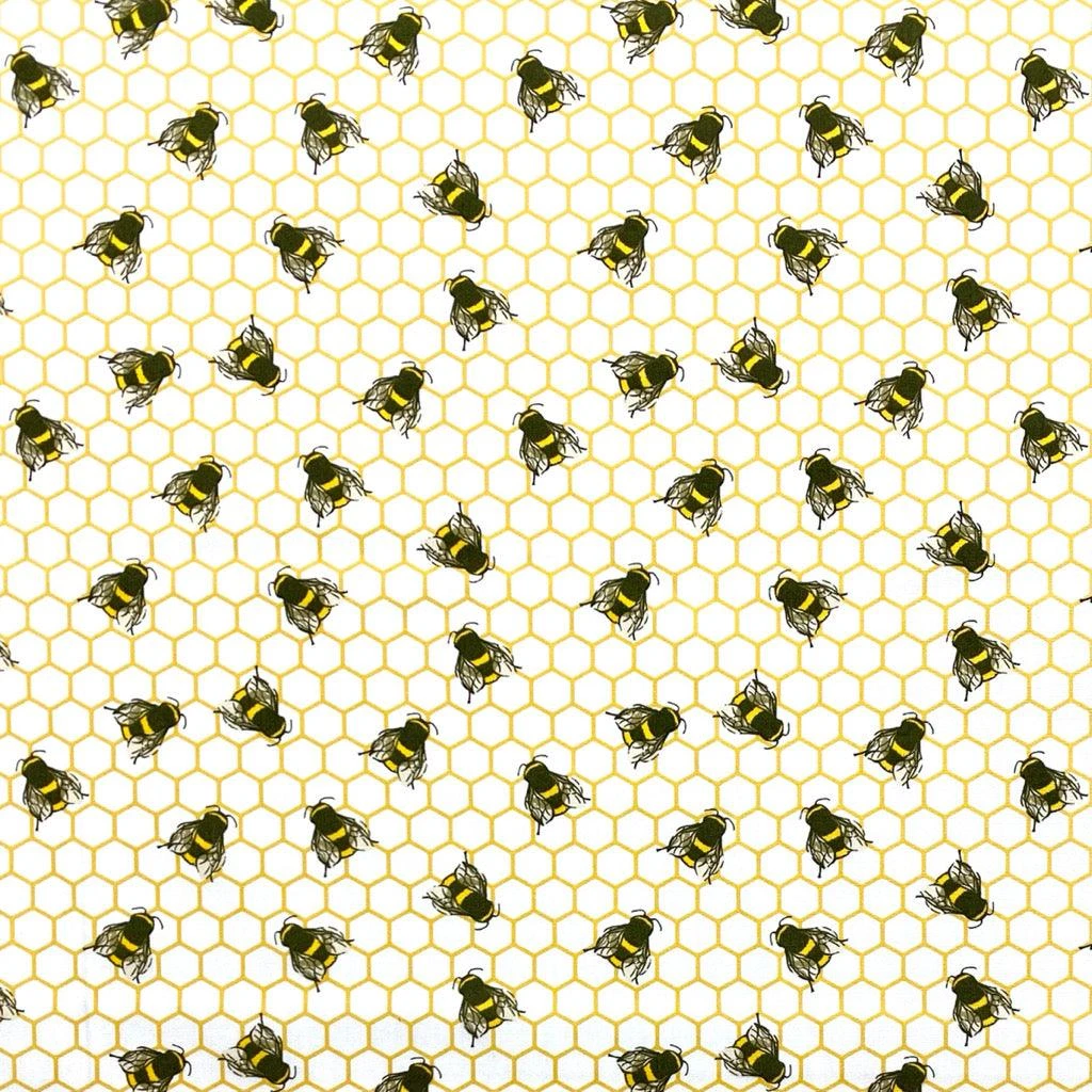 Bees On Honeycomb Rose & Hubble Cotton Poplin Fabric 3 Bees On Honeycomb Rose & Hubble Cotton Poplin Fabric - Image 3