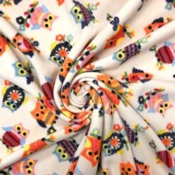 Multicoloured Owls Anti Pill Polar Fleece Fabric