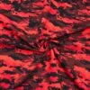 Red And Black Camouflage French Terry Fabric