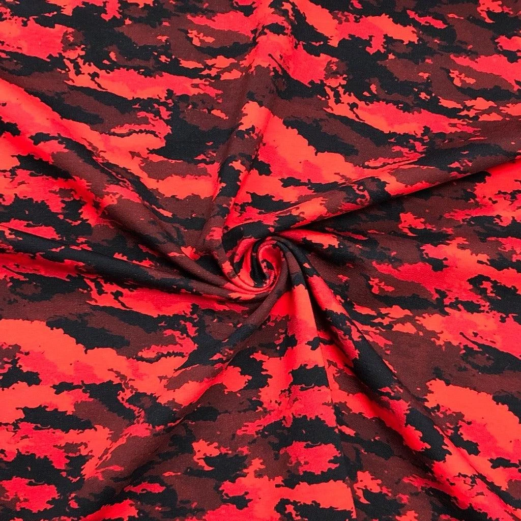 Red And Black Camouflage French Terry Fabric 1 Red And Black Camouflage French Terry Fabric