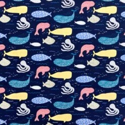 Ocean Animal Outline Rose & Hubble Cotton Poplin Fabric