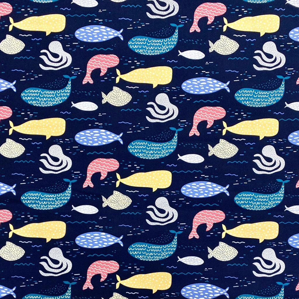 Ocean Animal Outline Rose & Hubble Cotton Poplin Fabric 1 Ocean Animal Outline Rose & Hubble Cotton Poplin Fabric