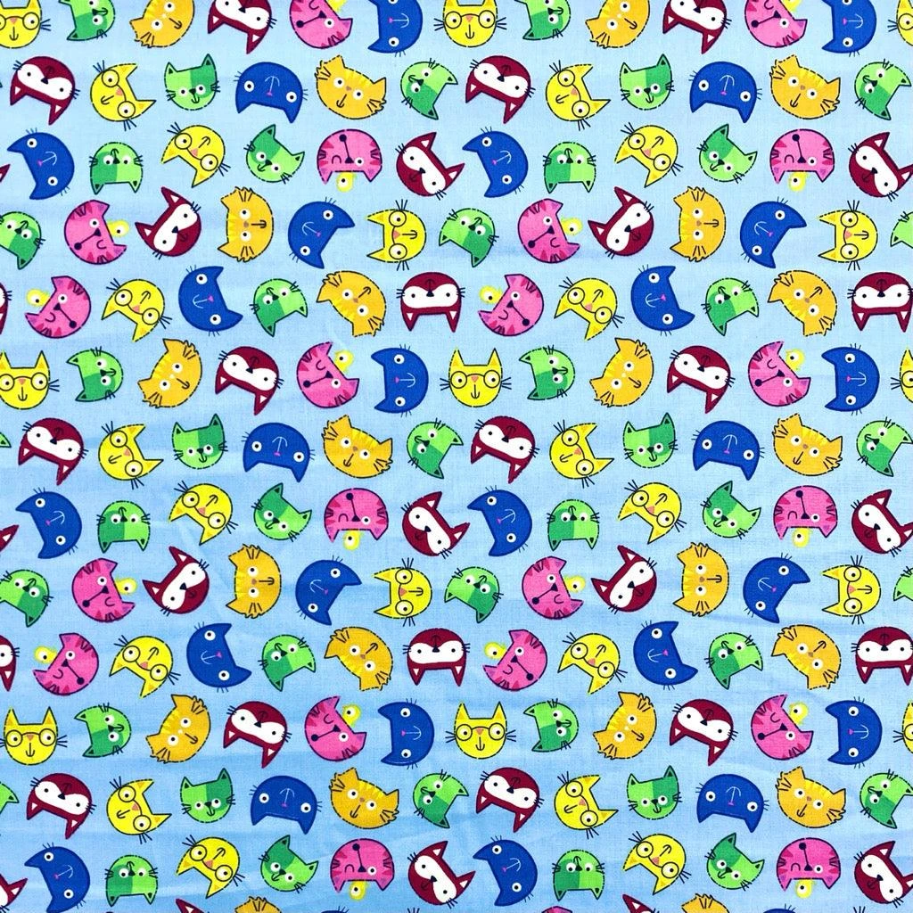Cartoon Cat Faces Rose & Hubble Cotton Poplin Fabric 4 Cartoon Cat Faces Rose & Hubble Cotton Poplin Fabric - Image 4