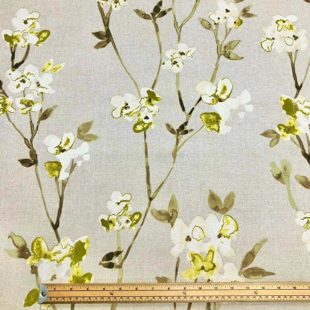 Watercolour Floral On Light Beige Panama Fabric 2 Watercolour Floral On Light Beige Panama Fabric - Image 2