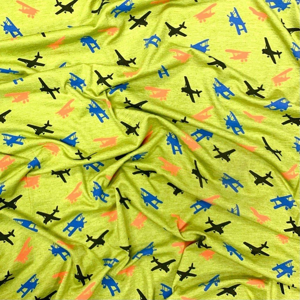 Colourful Aeroplane Cotton Jersey Fabric 3 Colourful Aeroplane Cotton Jersey Fabric - Image 3