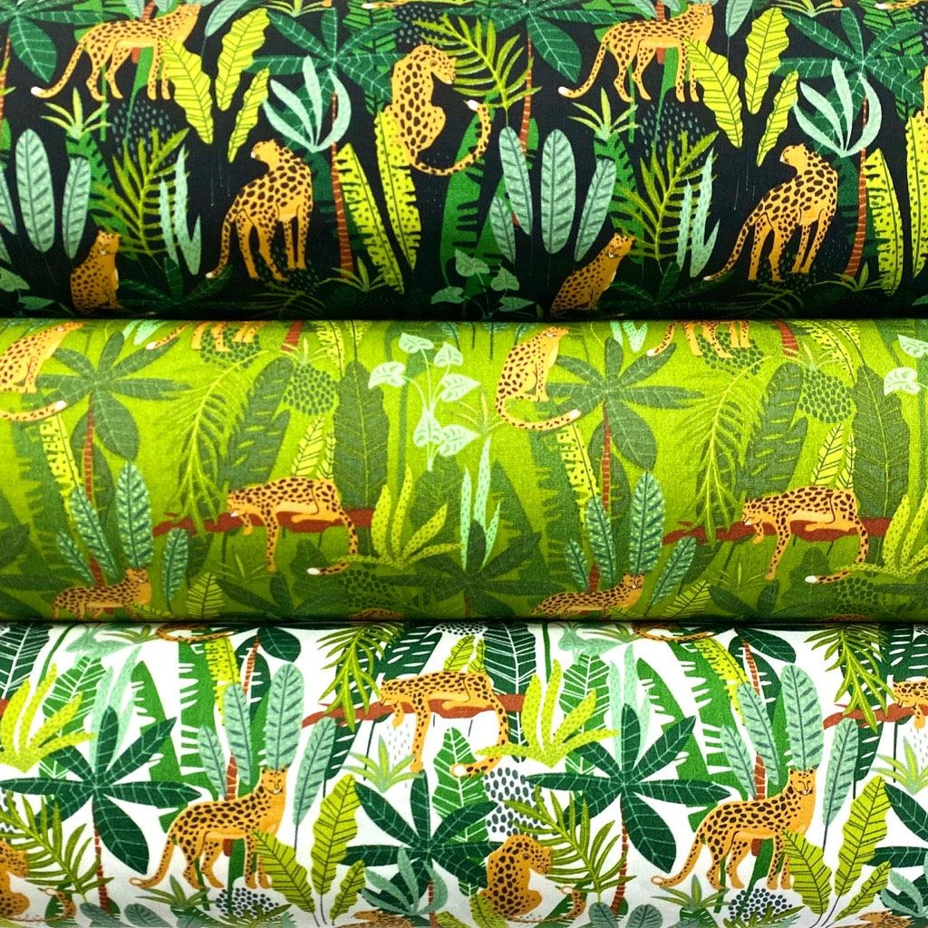 Jungle Leopards Rose & Hubble Cotton Poplin Fabric 1 Jungle Leopards Rose & Hubble Cotton Poplin Fabric