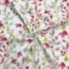 Watercolour Pink, Grey, Green Floral On Ivory Panama Fabric