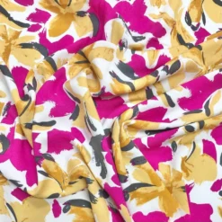 1 Abstract Floral On White Viscose Challis Fabric -Ernst Fabric Store image bcaafbb6 0267 4c59 9043 933208135a8c