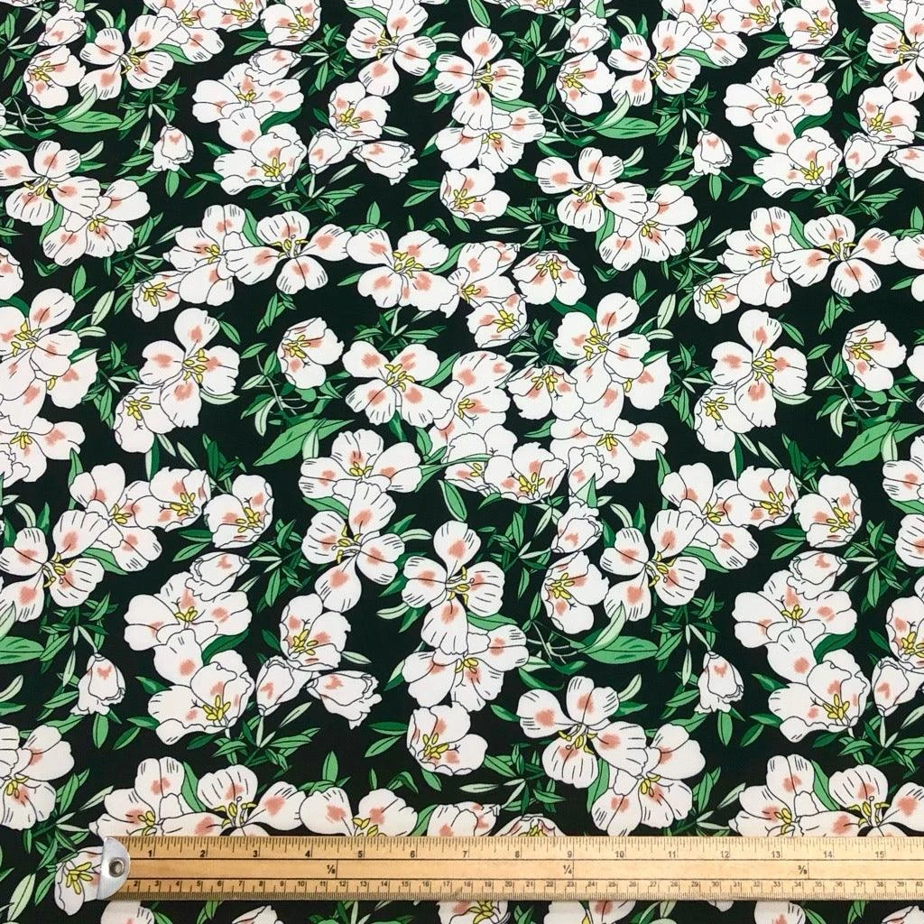 Blushing Cartoon Flowers Crepe Fabric 2 Blushing Cartoon Flowers Crepe Fabric - Image 2