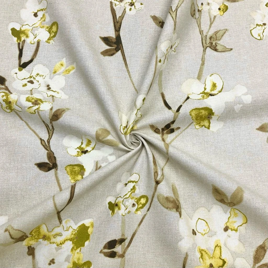 Watercolour Floral On Light Beige Panama Fabric 1 Watercolour Floral On Light Beige Panama Fabric