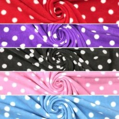 White Polka Dot Anti Pill Polar Fleece Fabric