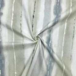 Beige And Greyish Blue Paint Lines Panama Fabric