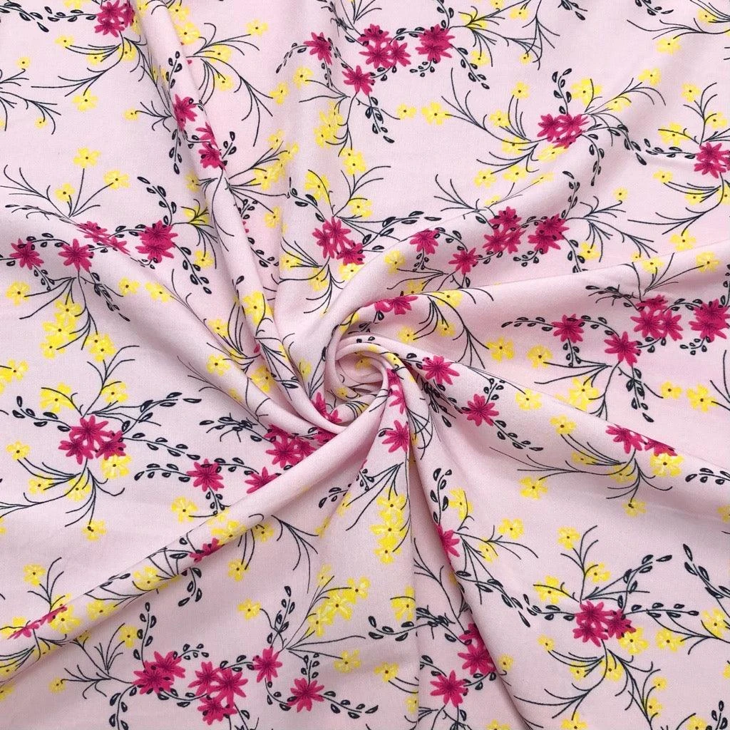 Two Colour Floral Crepe Fabric 3 Two Colour Floral Crepe Fabric - Image 3