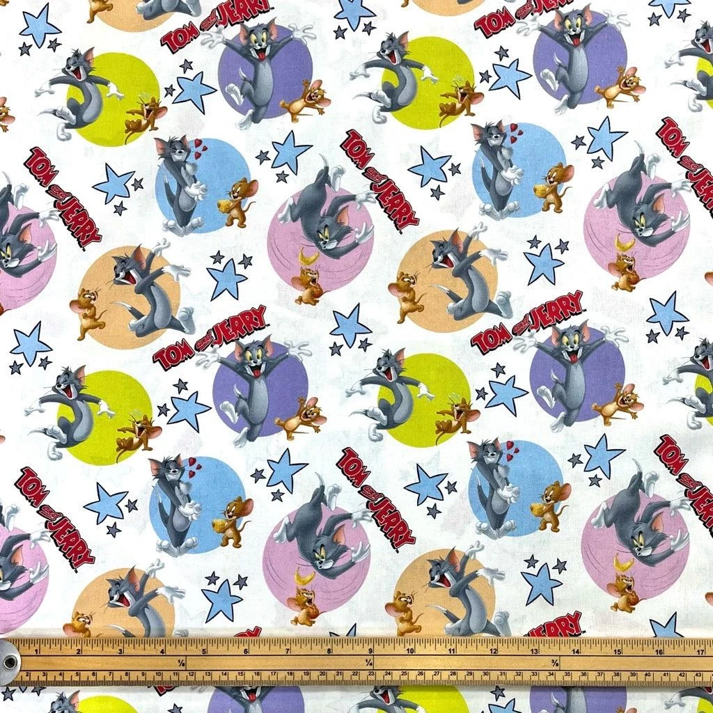 Multicoloured Tom And Jerry Cotton Fabric 2 Multicoloured Tom And Jerry Cotton Fabric - Image 2