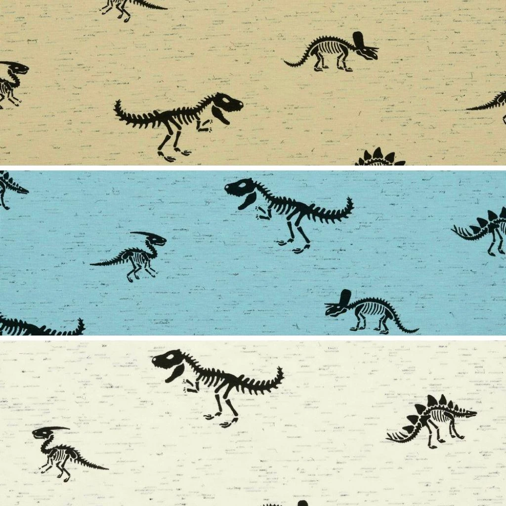 Skeleton Dinosaurs Cotton Jersey Fabric 1 Skeleton Dinosaurs Cotton Jersey Fabric