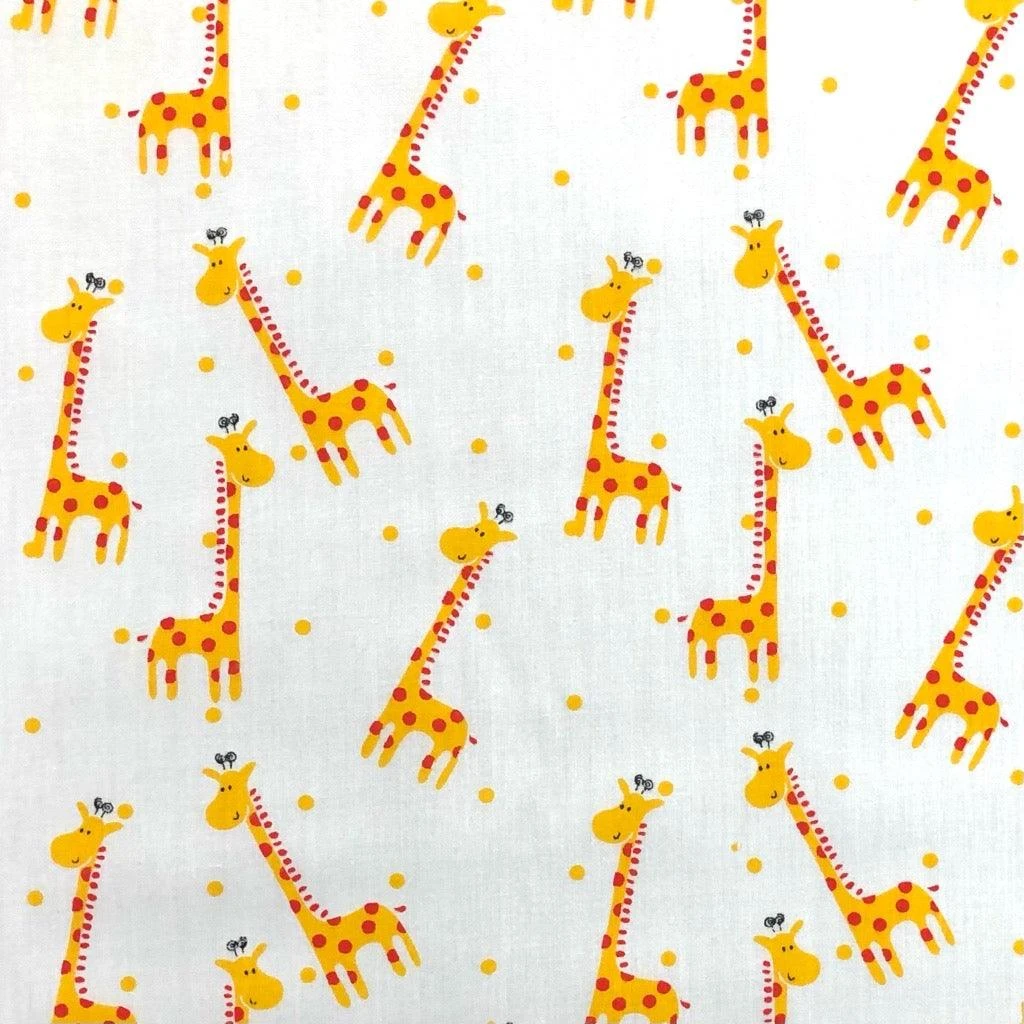Giraffes On White Polycotton Fabric 1 Giraffes On White Polycotton Fabric