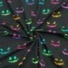 Colourful Halloween Faces On Black French Terry Fabric