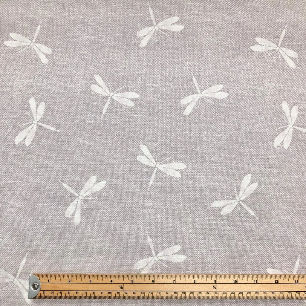 White Dragonfly On Lilac Panama Fabric 2 White Dragonfly On Lilac Panama Fabric - Image 2