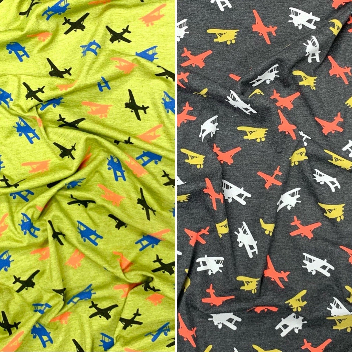 Colourful Aeroplane Cotton Jersey Fabric 1 Colourful Aeroplane Cotton Jersey Fabric