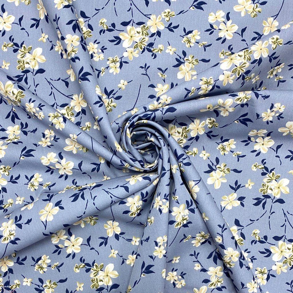 Floral Branch Rose & Hubble Cotton Poplin Fabric 4 Floral Branch Rose & Hubble Cotton Poplin Fabric - Image 4