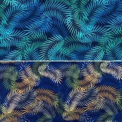 Tropical Fern Leaves Rose & Hubble Cotton Poplin Fabric