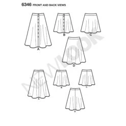 New Look Sewing Pattern 6346 -Ernst Fabric Store newlook skirts pants pattern 6346 front back view