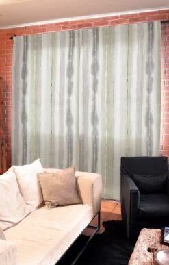 Beige And Greyish Blue Paint Lines Panama Fabric -Ernst Fabric Store paintlines