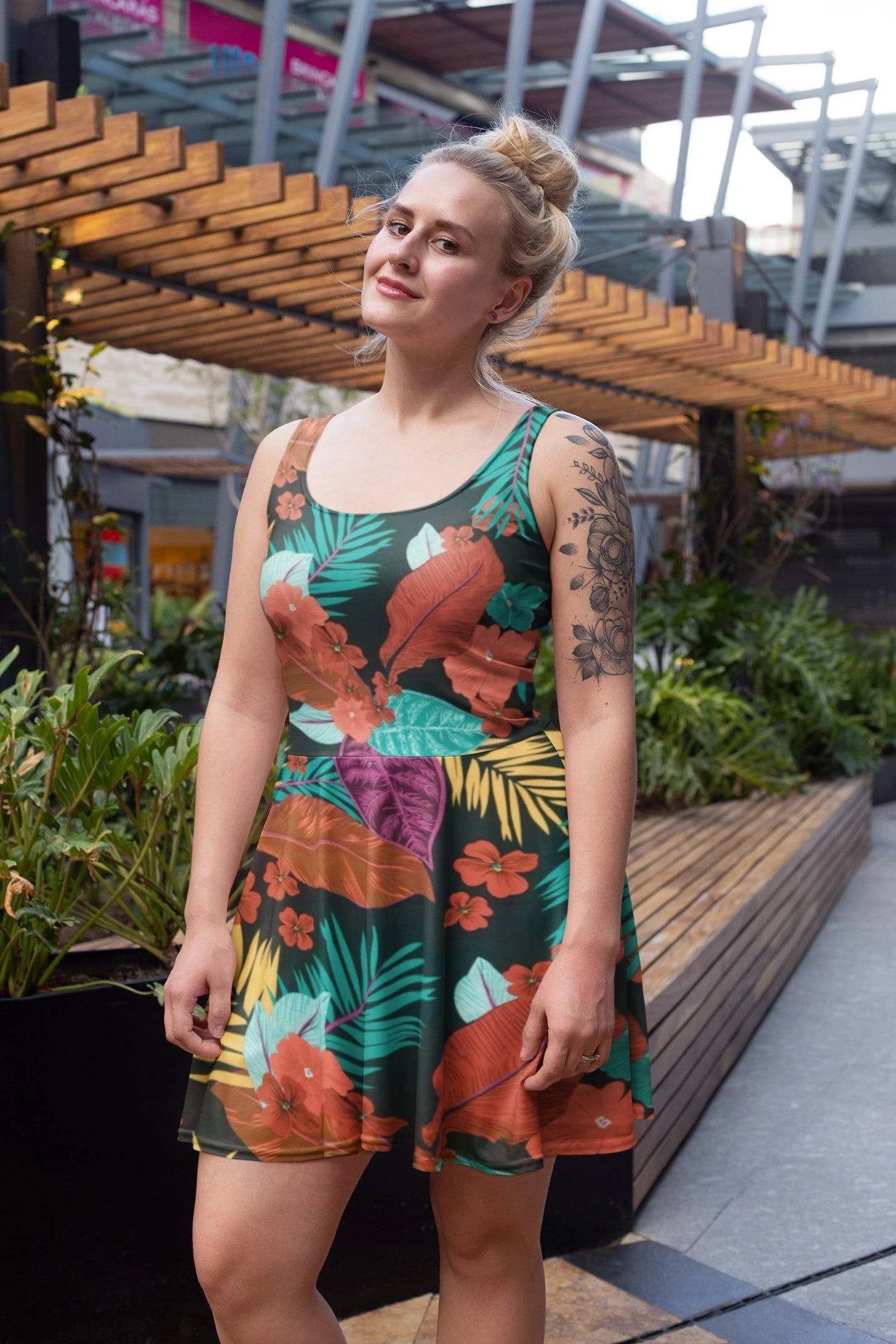 Large Tropical Flowers And Leaves Crepe Fabric 6 Large Tropical Flowers And Leaves Crepe Fabric - Image 6