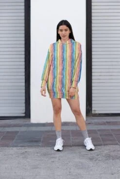 Rainbow Stripes Digital French Terry Fabric -Ernst Fabric Store rainbow stripes french terry mockup