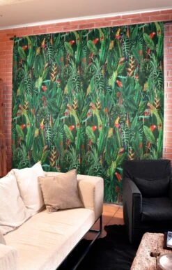 Parrots And Toucans Digital Velvet Fabric -Ernst Fabric Store rainforestvelvet